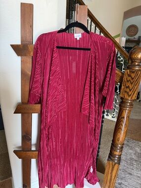 LuLaRoe Red Pleated Swim Coverup